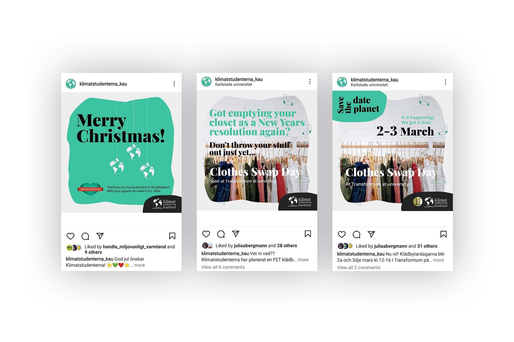 Instagram Posts von Climate Students Karlstad designed von flingodesign