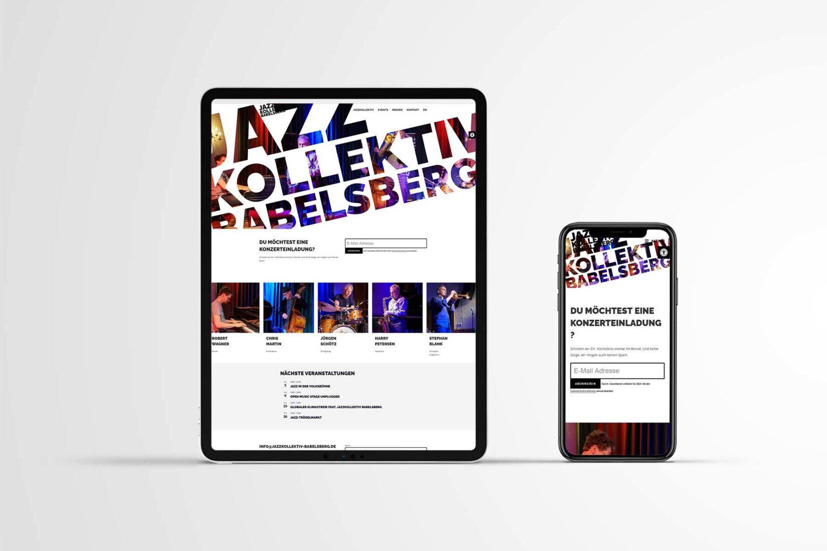 Website des Jazzkollektiv Babelsberg entworfen und realisiert von flingodesign